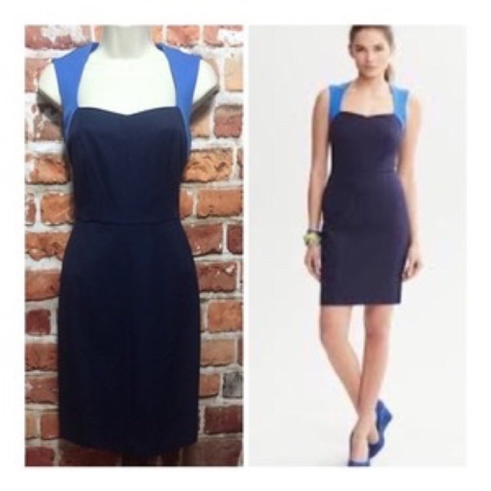 Banana republic blue navy color block dress size 4